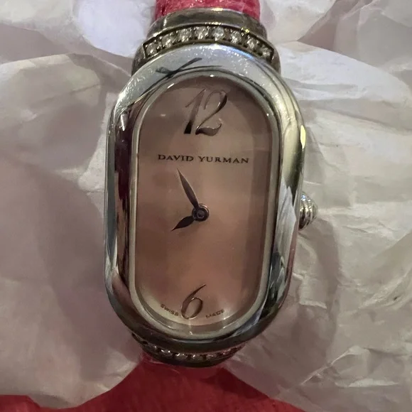 David Yurman women’s diamond stainless steel Madison watch-pink leather band - Picture 8 of 11